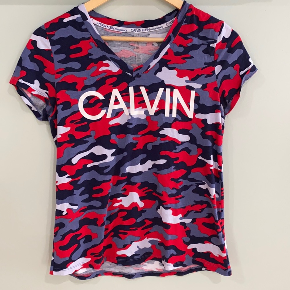 Camo themed top in a size small by Calvin Klein.